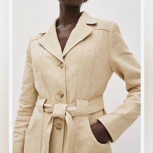 NWT Banana Republic Norfolk Linen Cotton Jackets Coat Cream Herringbone Sz 10‎